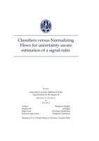 Classifiers versus Normalizing Flows for uncertainty-aware estimation of a signal ratio